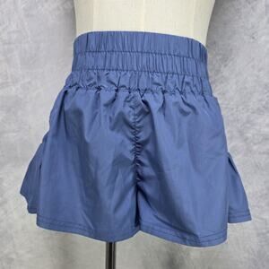 FP Movement Shorts Womens XS Blue High Rise Smocked Waist Lined Running Pockets